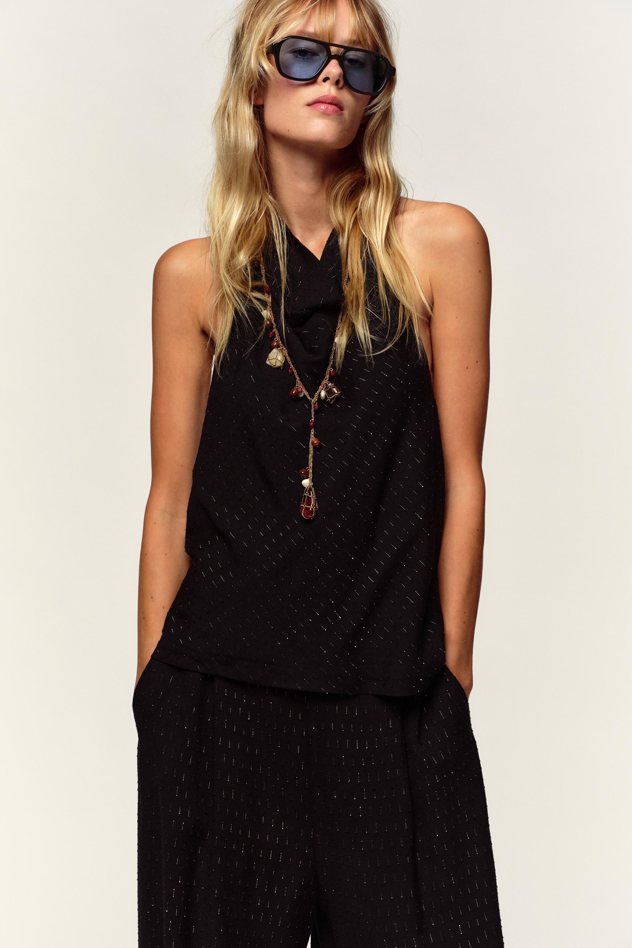 TOP HALTER FIL MÉTALLISÉ